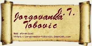 Jorgovanka Tobović vizit kartica